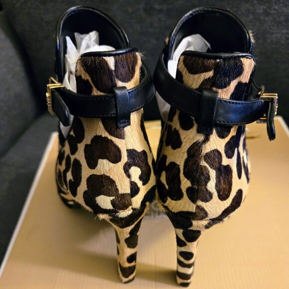 Michael Kors Leopard Print Calf Hair Heeled Ankle Boot - Picture 4 of 6
